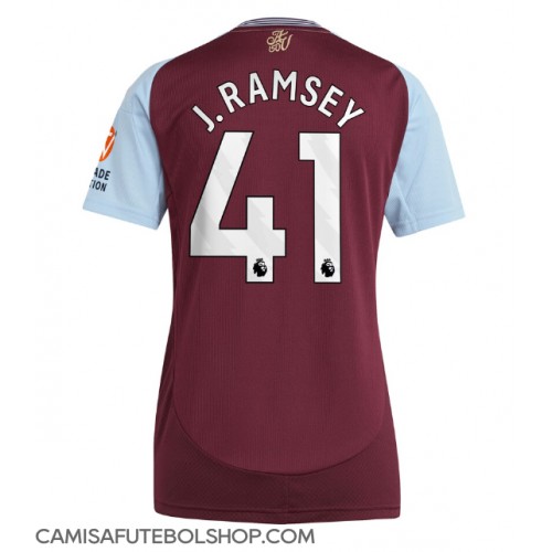 Camisa de time de futebol Aston Villa Jacob Ramsey #41 Replicas 1º Equipamento Feminina 2024-25 Manga Curta